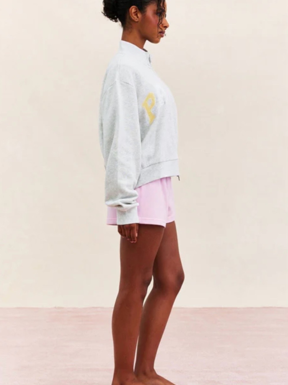 PARKE Heritage Patchwork Zip Up Mockneck Sweatshirt Heather Grey S/M Birthday - Picture 6 of 8